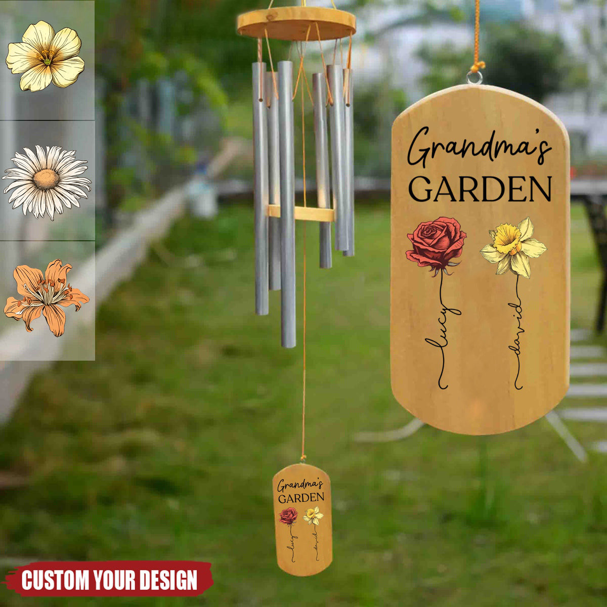 Grandma's Garden - Personalized Wind Chime - Gift For Mom / Grandma