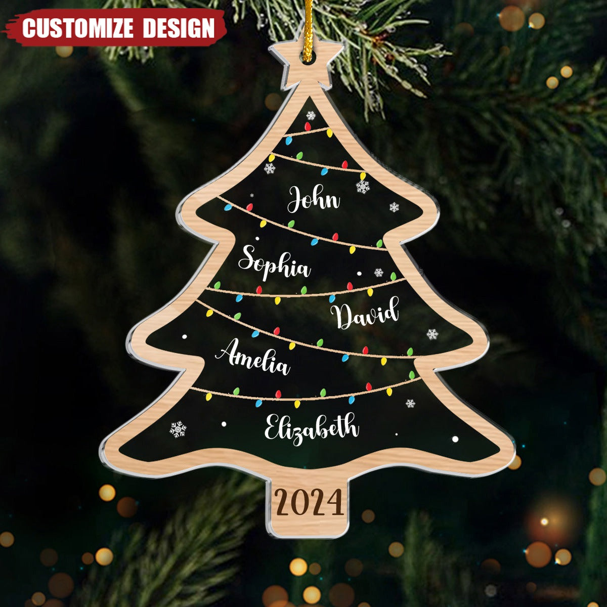 2024 New Release Wish You A Wonderful Christmas - Family Personalized Custom Ornament - Acrylic Custom Shaped - Christmas Gift For Family Members