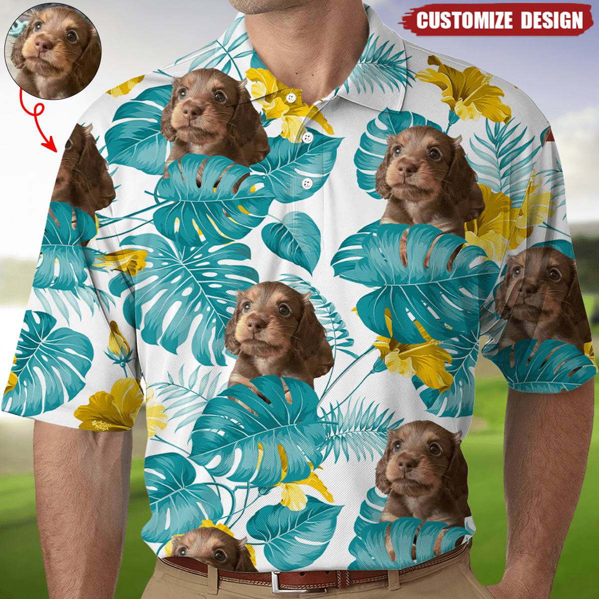 Custom Photo Hawaiian Polo Shirt