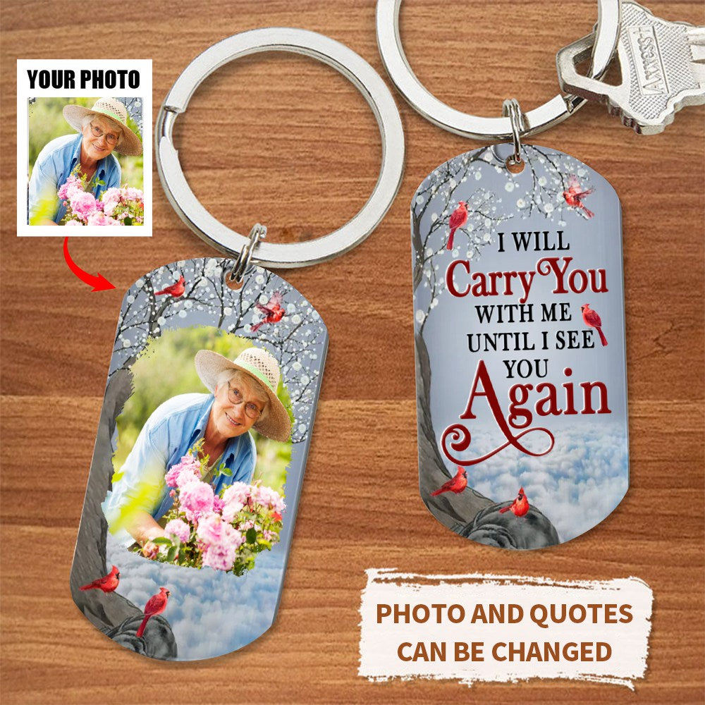 Custom Photo I'll Carry You - Memorial Gift - Personalized Stainless Keychain