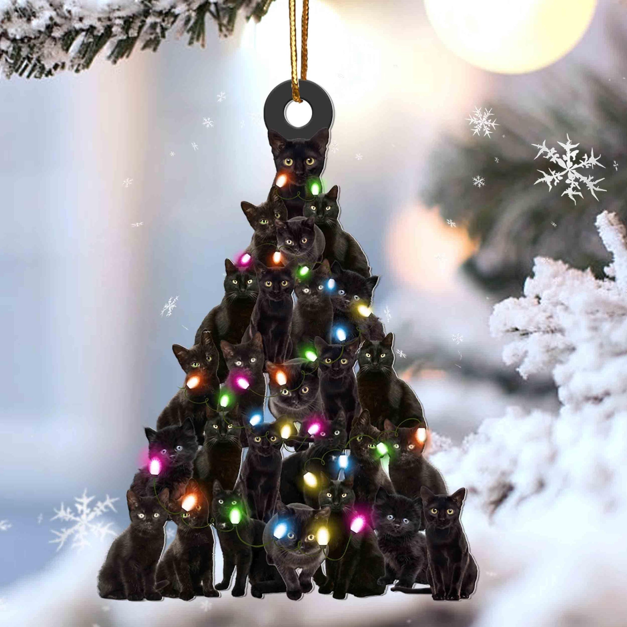 Black cat lovely tree gift for black cat gift for cat mom ornament