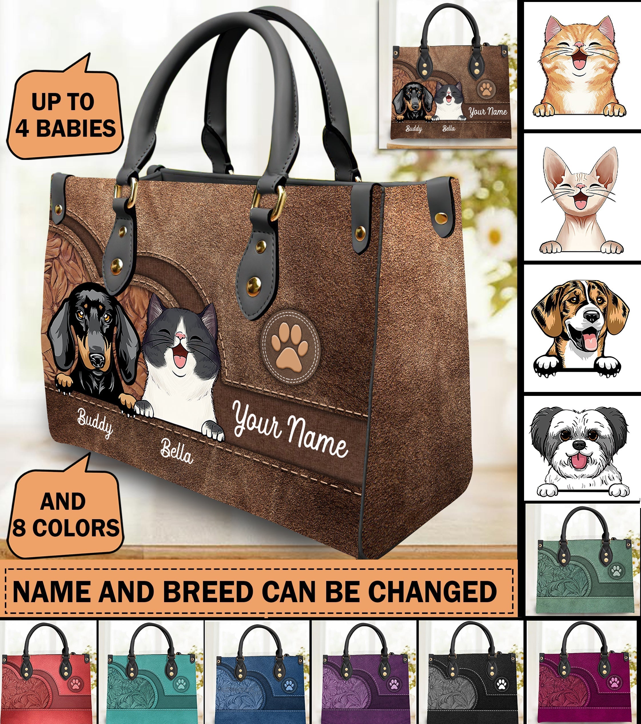 Personalized Dog Breed Tote Bag Custom Doggie Bag Dog Mom 