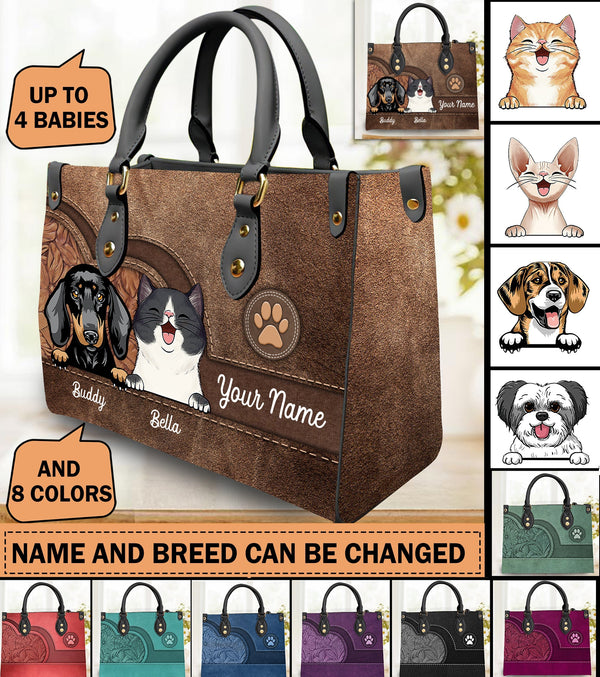 Pets Personalized Leather Handbag(Cat & Dog) - madroop