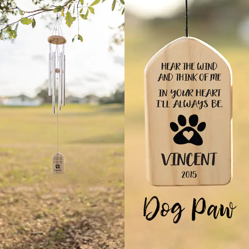 PERSONALIZED WIND CHIMES "ALWAYS IN YOUR HEART" PET MEMORIAL GIFT CHIME