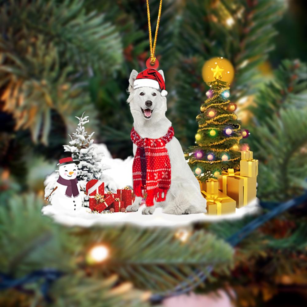 White German Shepherd Christmas Ornament