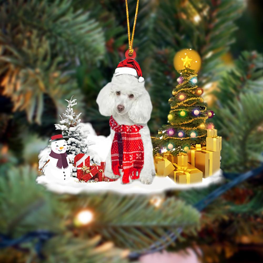 White Poodle Christmas Ornament